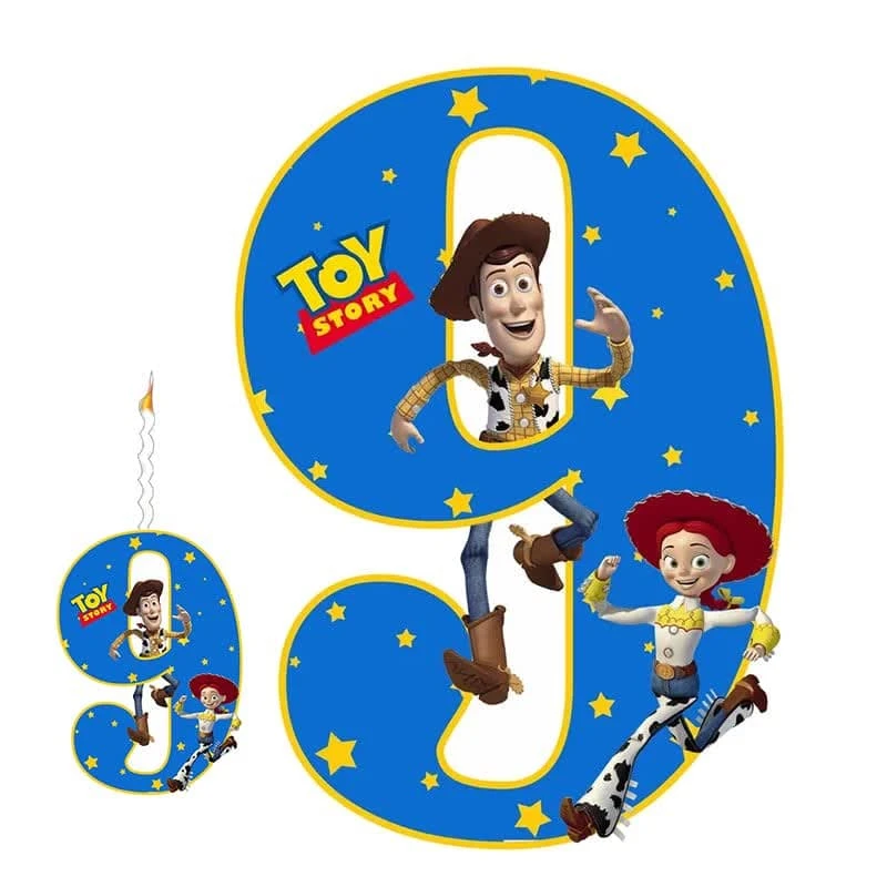 استند رومیزی تولد مدل عدد 9 طرح داستان اسباب بازی ها به همراه شمع