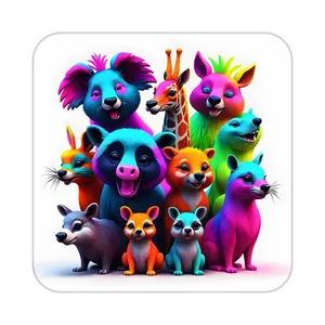 زیر لیوانی کاکتی طرح حیوانات رنگی مدل mp25235