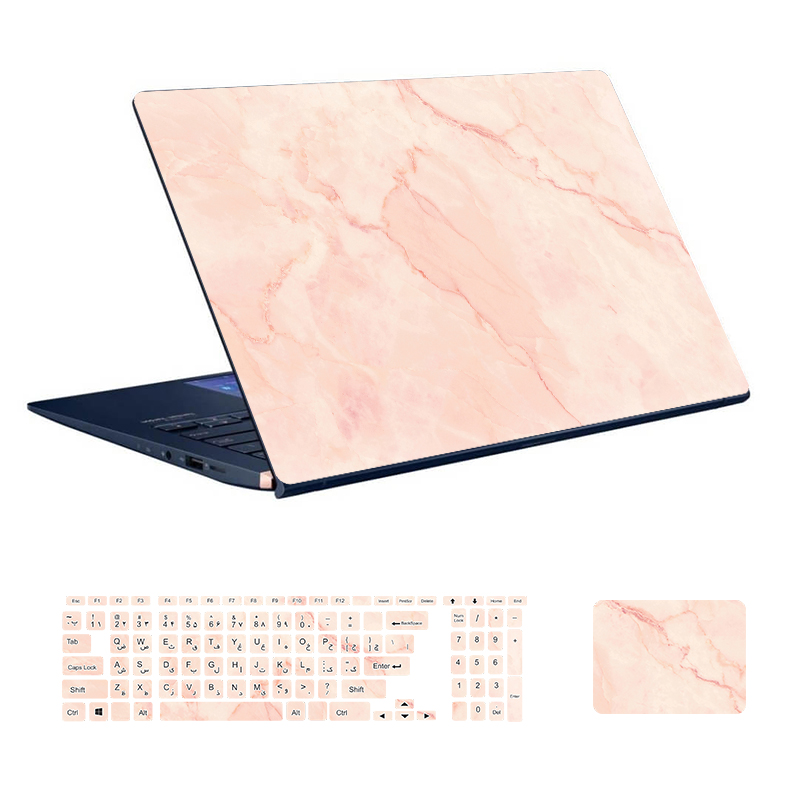 استیکر لپ تاپ توییجین و موییجین مدل Marble کد 73 مناسب لپ تاپ 15.6 اینچ به همراه برچسب حروف فارسی کیبورد