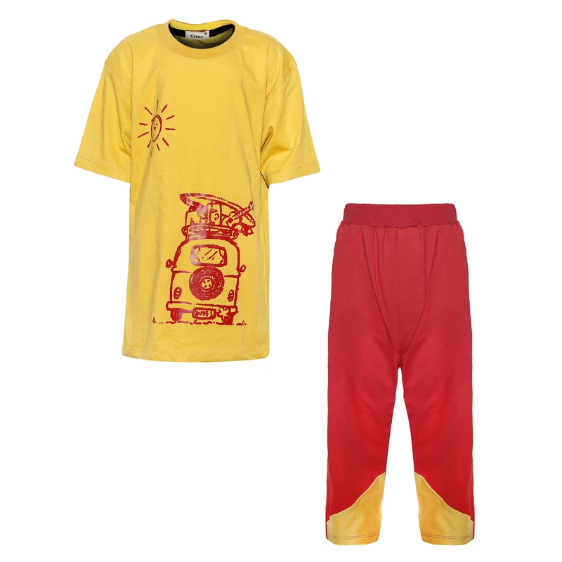 ست تی شرت و شلوارک پسرانه مدل ماشین