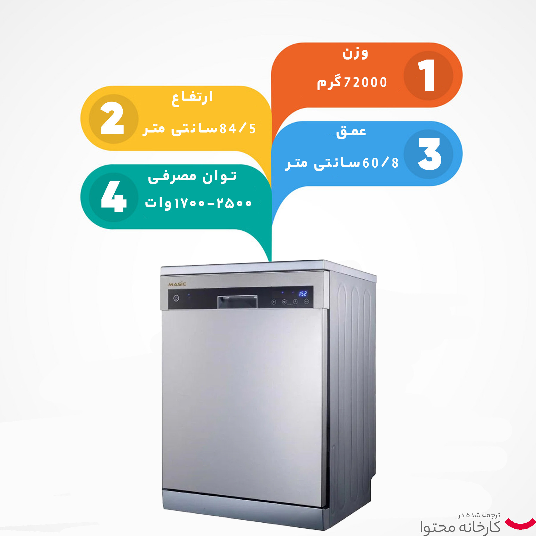 ماشین ظرفشویی مجیک مدل MAGIC-DW15NS ماشین ظرفشویی مجیک مدل MAGIC-DW15NS