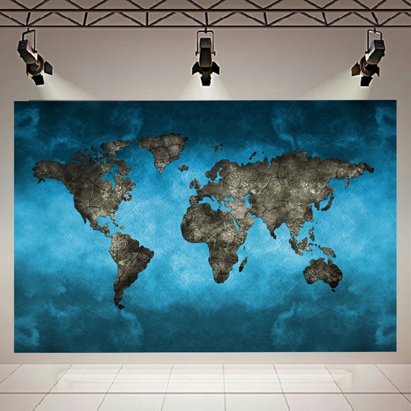 تابلو شاسی طرح نقشه جهان مدل Blue Background کد AR544