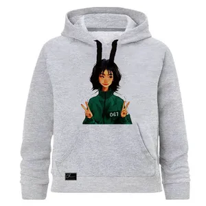 هودی دخترانه مدل SQUID GAMEکد J45 رنگ طوسی