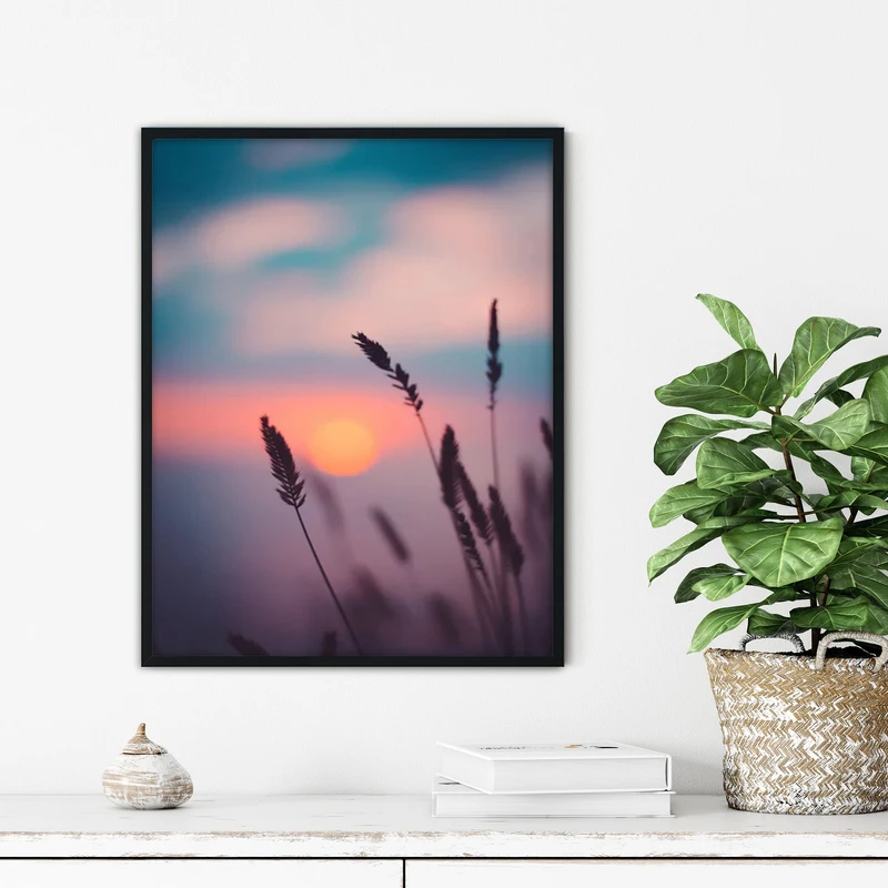 تابلو آتریسا طرح غروب آفتاب مدرن مدل ATFF367 فریم مشکی