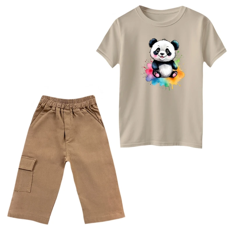 ست تی‌شرت و شلوارک پسرانه مدل پاندا