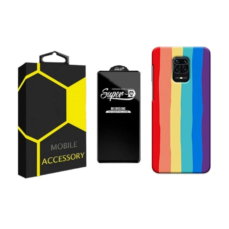 کاور مدل Rainbow مناسب برای گوشی موبایل شیائومی Redmi Note 9S / Pro به همراه محافظ صفحه نمایش