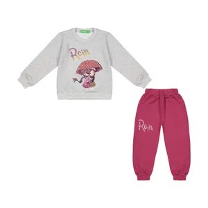 ست سویشرت و شلوار دخترانه مدل Rain رنگ طوسی