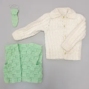 ست 3 تکه لباس نوزادی مدل شطرنجی کد ZJ01GN