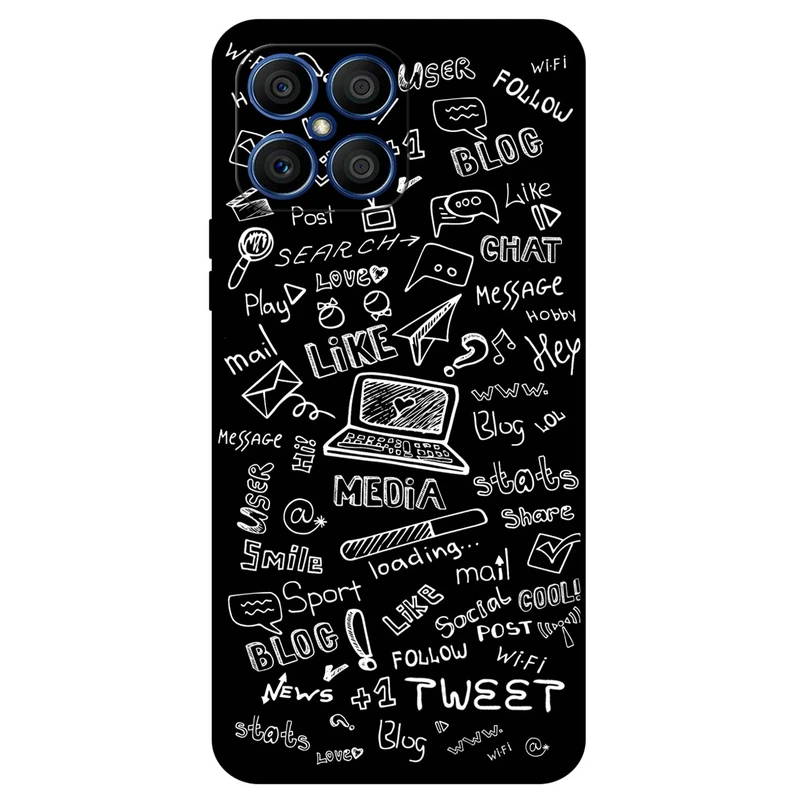 کاور مگافون طرح رسانه های اجتماعی مدل 1898 مناسب برای گوشی موبایل آنر X8 4G       