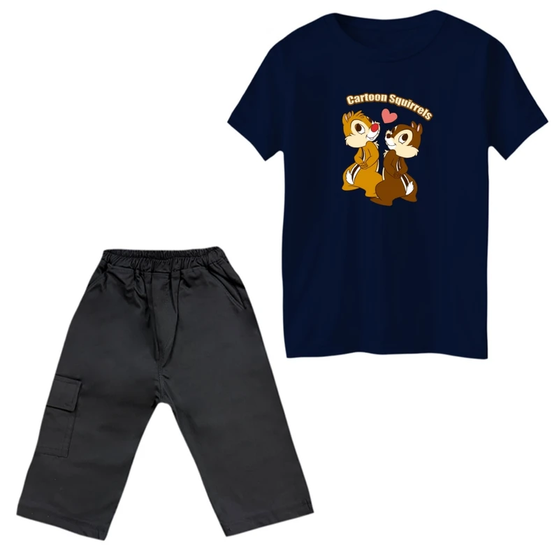 ست تی‌شرت و شلوارک دخترانه مدل سنجابها