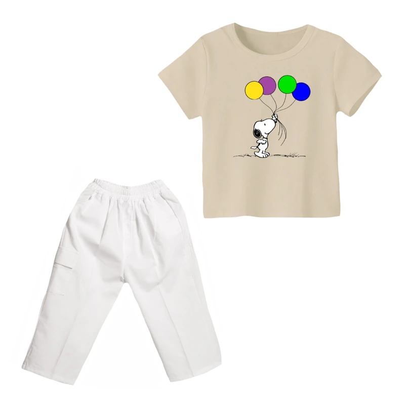 ست تی شرت و شلوارک پسرانه مدل اسنوپی کد ۶