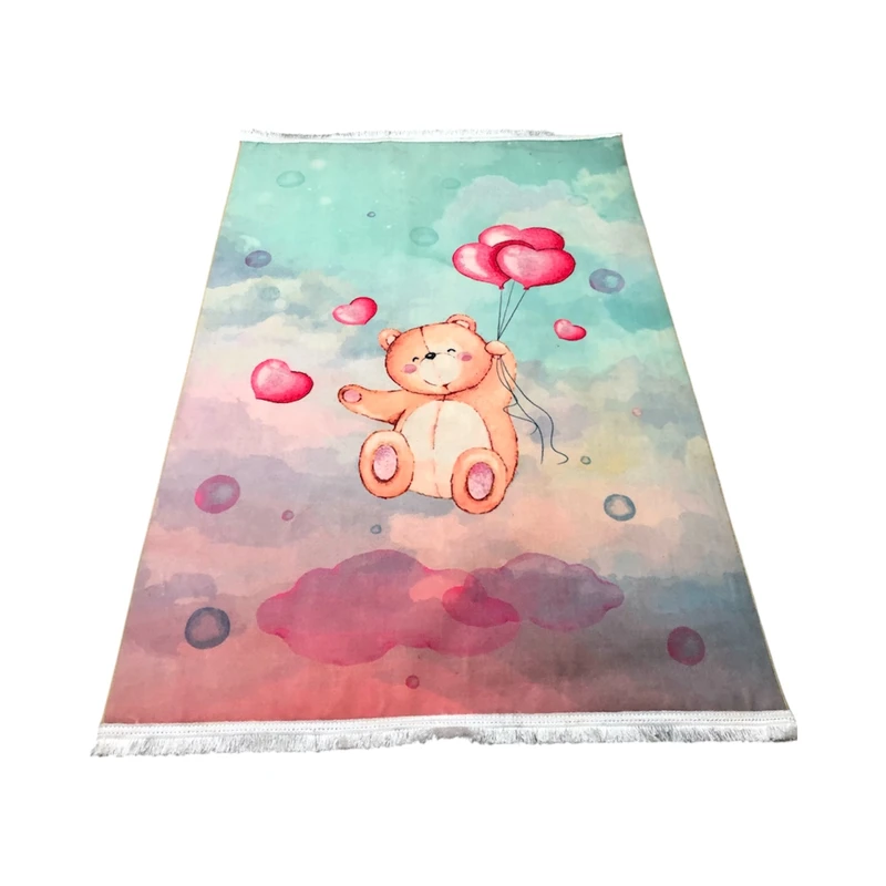 فرش ماشینی 700 شانه زمینه طوسی حاشیه نارنجی مدل خرسی