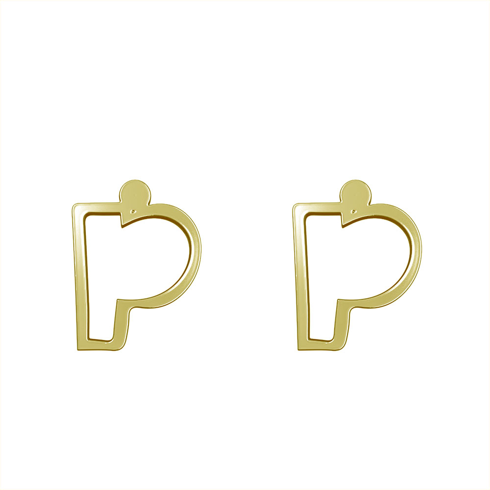 گوشواره طلا 18 عیار زنانه مدوپد مدل حرف P کد GA1-16696