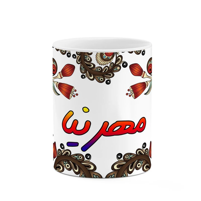 ماگ کاکتی مدل اسم مهرنیا طرح سنتی گل و بته کد mgh47774
