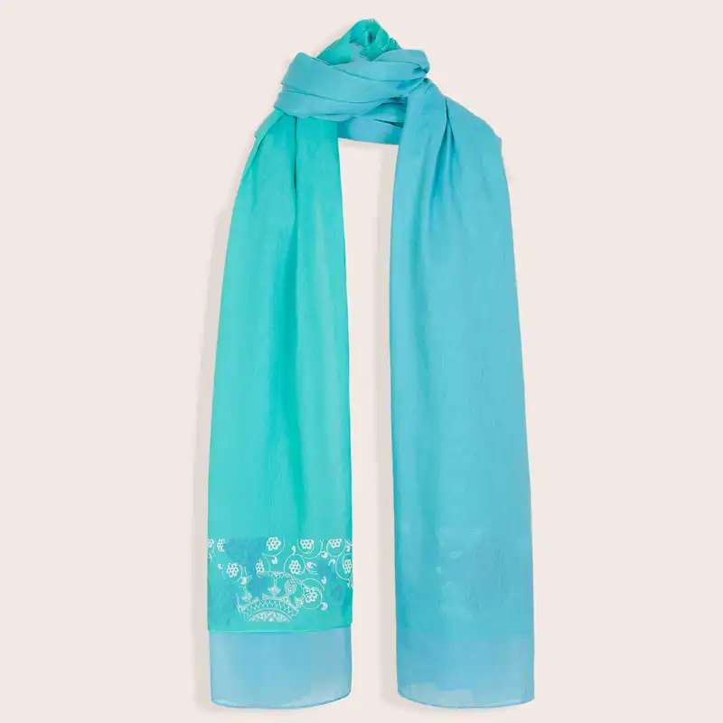 شال زنانه گدار مدل بوستان رنگ آبی
