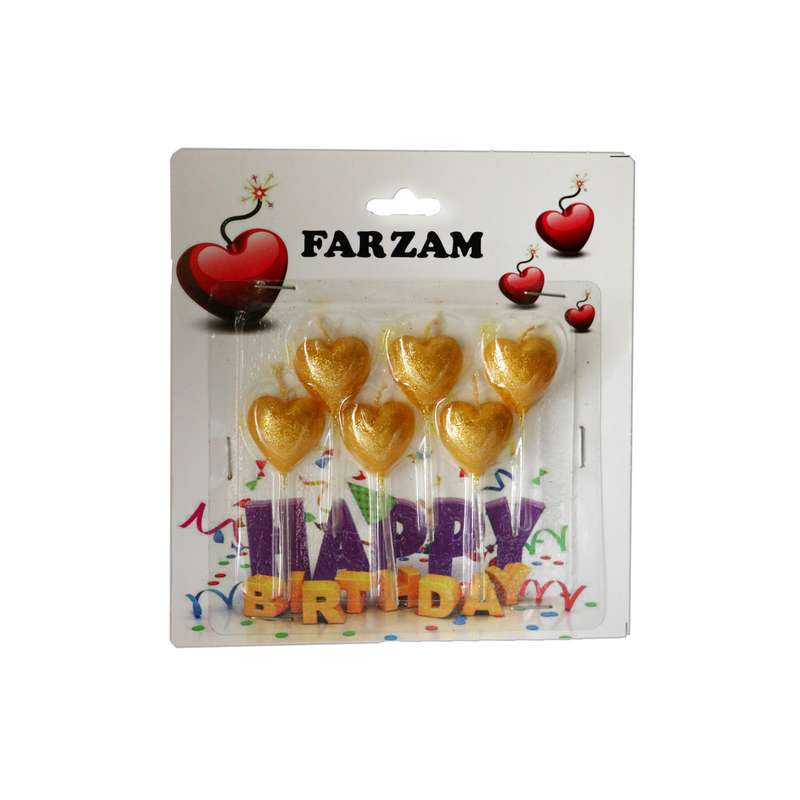 شمع تولد مدل قلب بسته 6 عددی