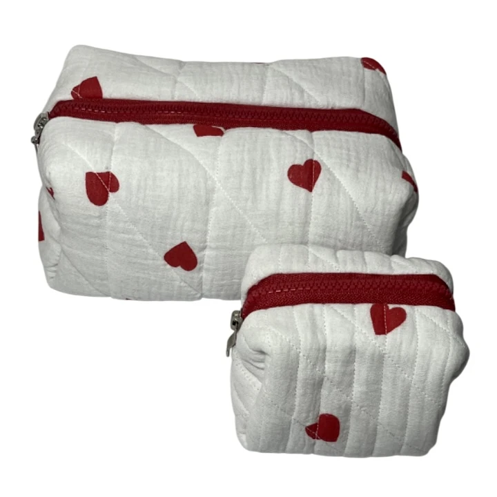 کیف لوازم آرایشی زنانه مدل قلبی بسته 2 عددی