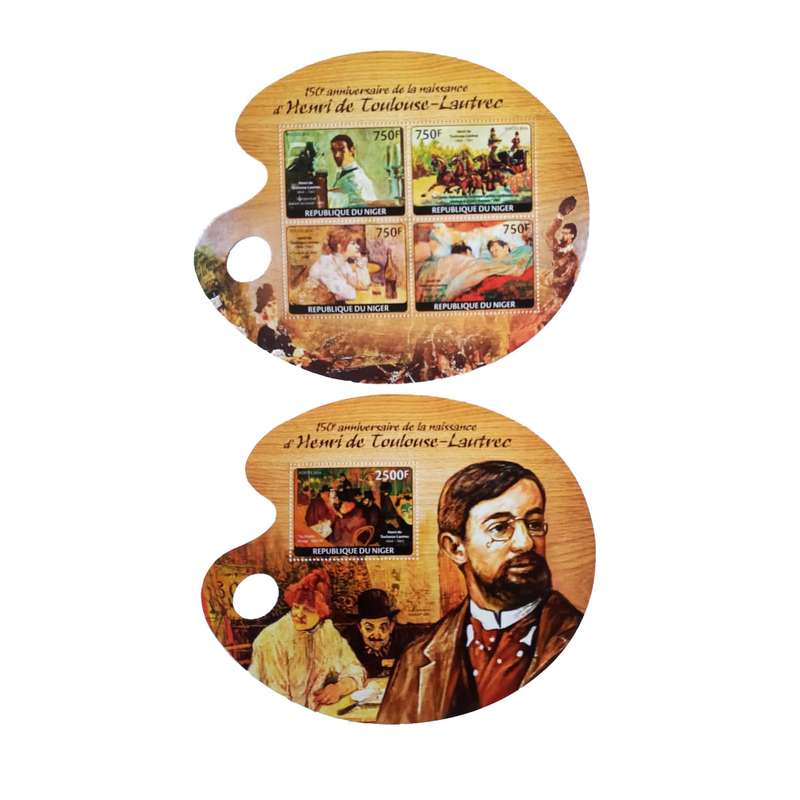 تمبر یادگاری مدل تابلویی اثر انری دو لوتوز لوترک مجموعه 5 عددی