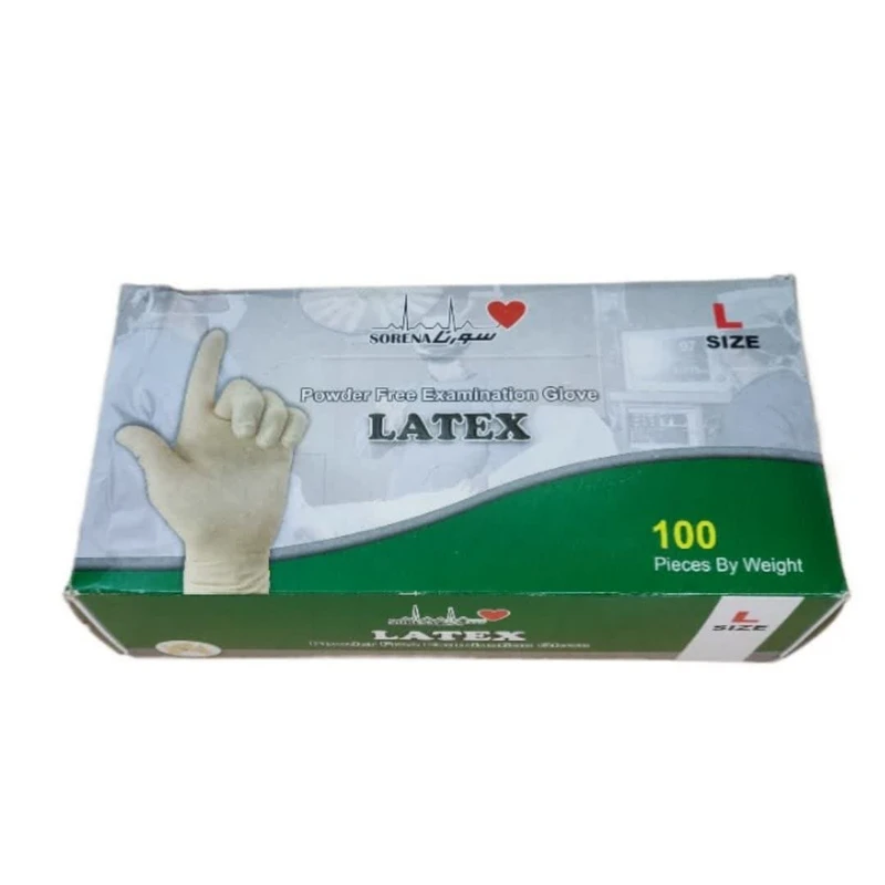 دستکش لاتکس مدل  غیر پودری سورنا بسته 100 عددی سایز بزرگ