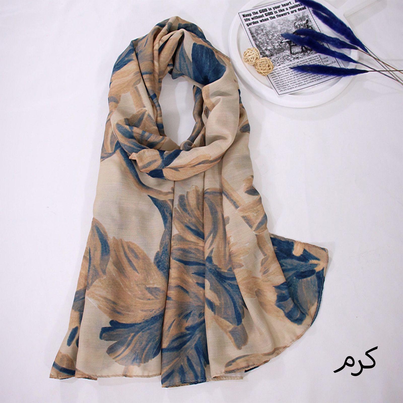 شال زنانه مدل نخی مزونی جدید آبرنگی کد ana-2602 -  - 4