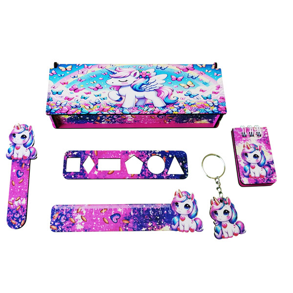 بسته لوازم تحریر مدل چوبی طرح تک شاخ فانتزی کد 09 مجموعه 6 عددی