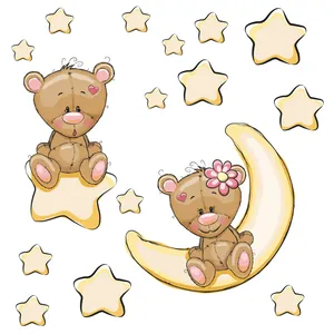 استیکر دیواری کودک تُکتم طرح ماه و ستاره کد 11