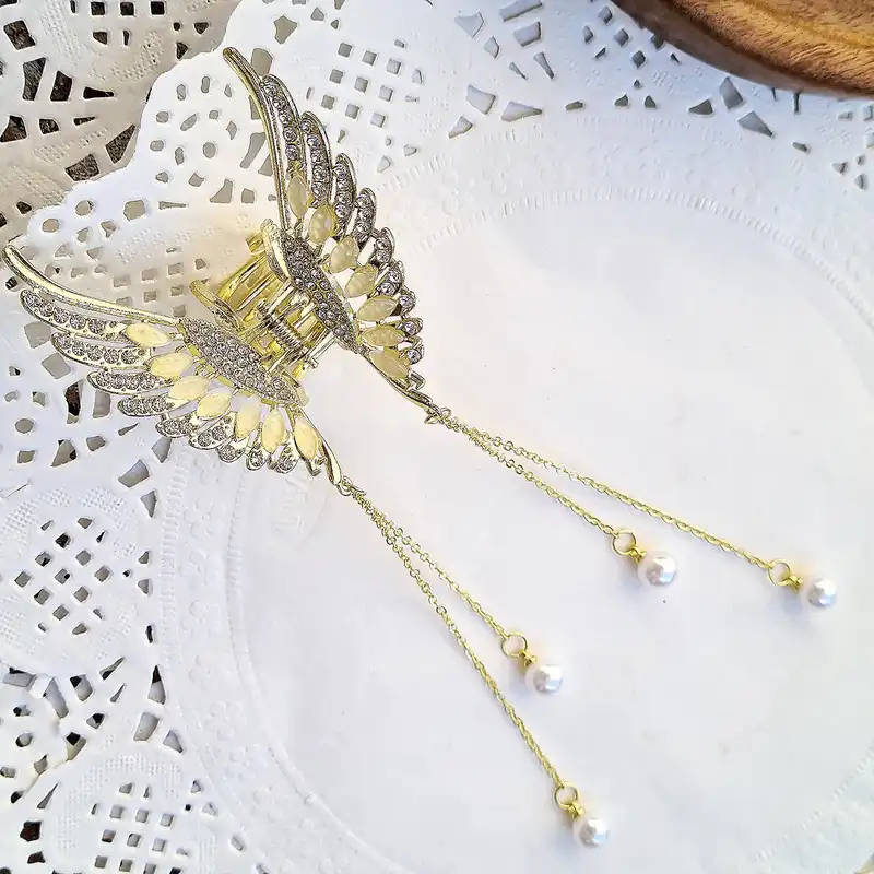 کلیپس مو زنانه مدل بال فرشته آویزدار کد brg 1009