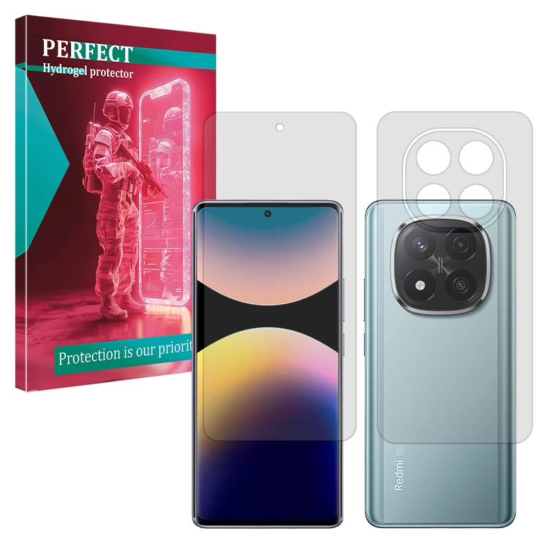 محافظ صفحه نمایش شفاف پرفکت مدل Tough مناسب برای گوشی موبایل شیائومی Redmi Note 14 Pro Plus 5G به همراه محافظ پشت گوشی