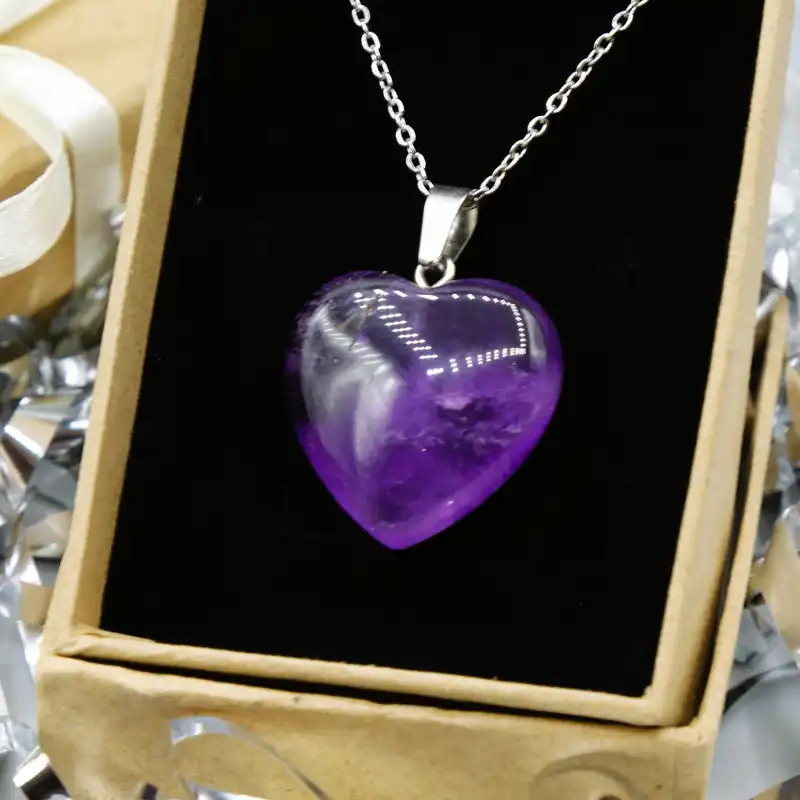 گردنبند زنانه مدل قلب آمیتیست