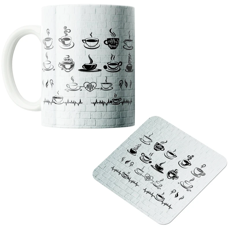 ماگ پاد آفرین مدل Coffee کد z362 به همراه زیر لیوانی