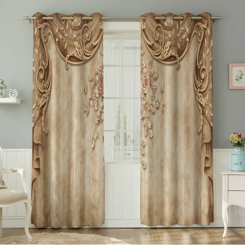 پرده نیروانا طرح سنتی مدل هازان کد 9017 سایز 140×280 سانتی متر