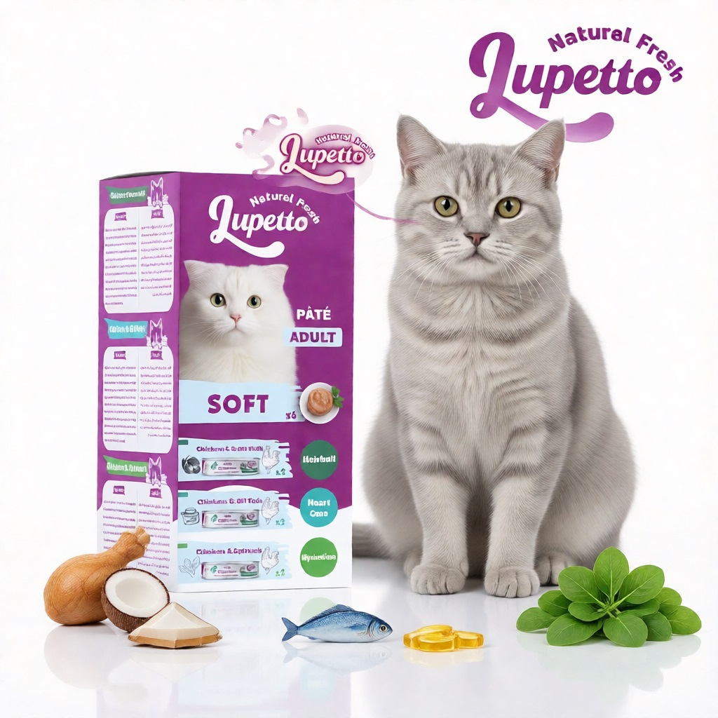 کنسرو غذای گربه بالغ لوپتو مدل سافت طعم اسفناج،روغن نارگیل،روغن ماهی،وزن 510 گرم مجموعه 6 عددی