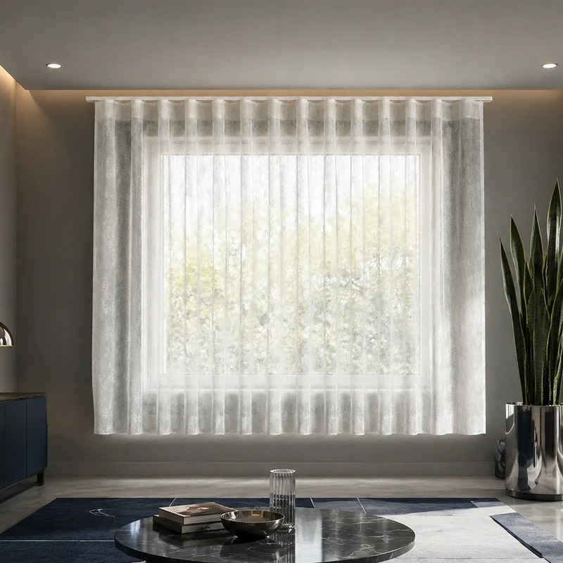 پرده تیکو دکو مدل ست کامل مینیمال طرح حریر ابریشم محو  سایز 240 × 115 سانتی‌متر