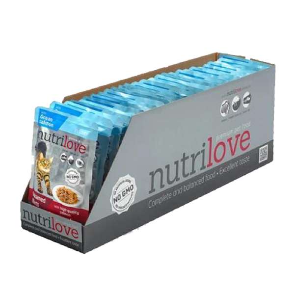 پوچ گربه نوتریلاو مدل Salmon وزن 85 گرم بسته 28 عددی