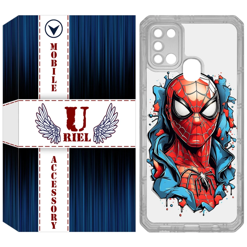 کاور یوریل مدل Clear کد 34 طرح اسپایدرمن مناسب برای گوشی موبایل سامسونگ Galaxy A21S