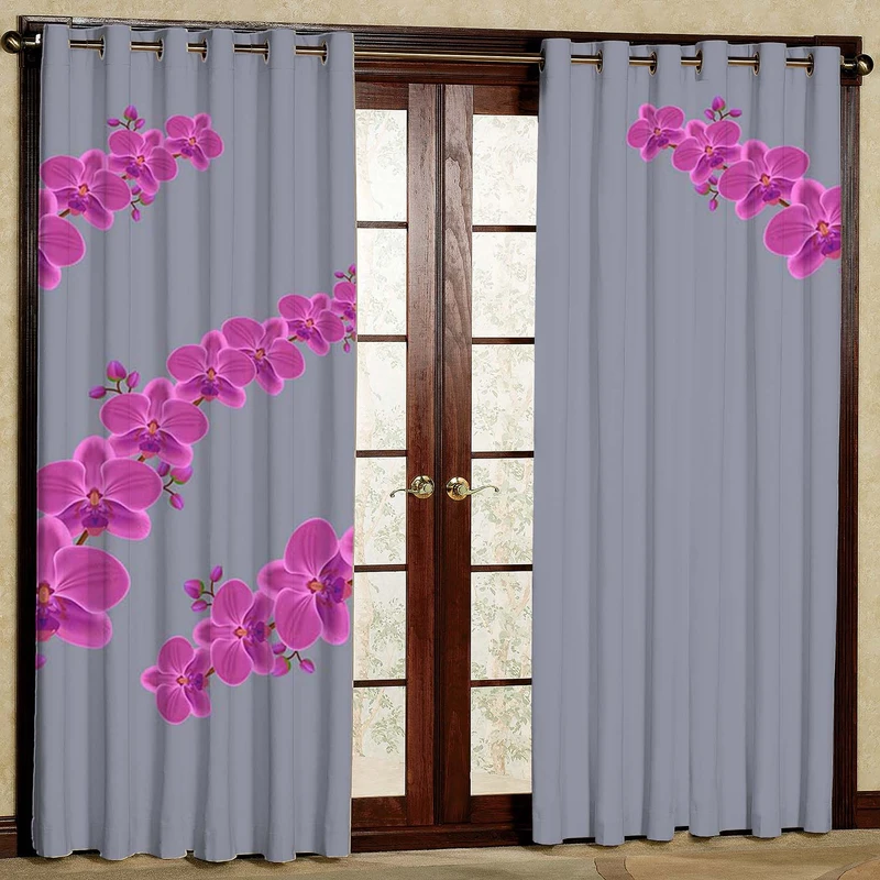 پرده بارمان دکور طرح گل مدل هازان پانچی کد 80-1779 W سایز 140x280 سانتی متر