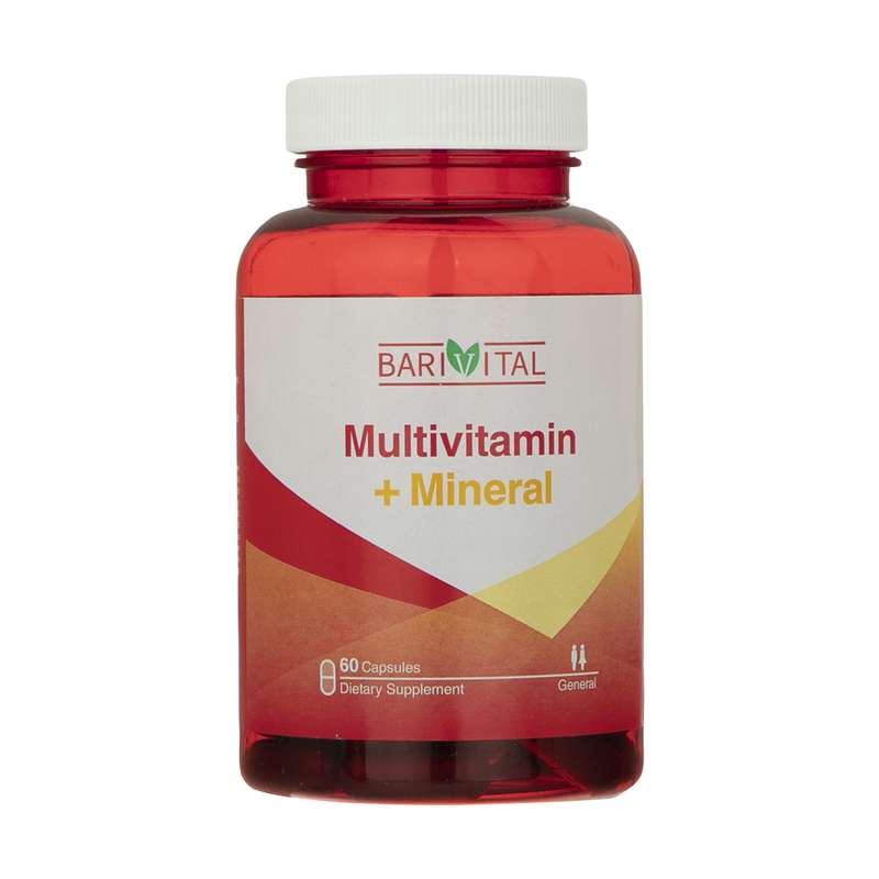 کپسول مولتی ویتامین + مینرال Multivitamin + Mineral باریویتال بسته 60 عددی