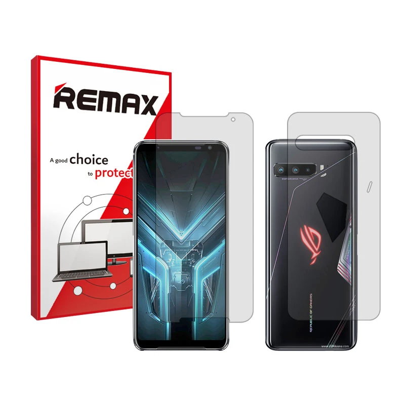 محافظ صفحه نمایش شفاف ریمکس مدل Resistant مناسب برای گوشی موبایل ایسوس ROG Phone 3 Strix به همراه محافظ پشت گوشی