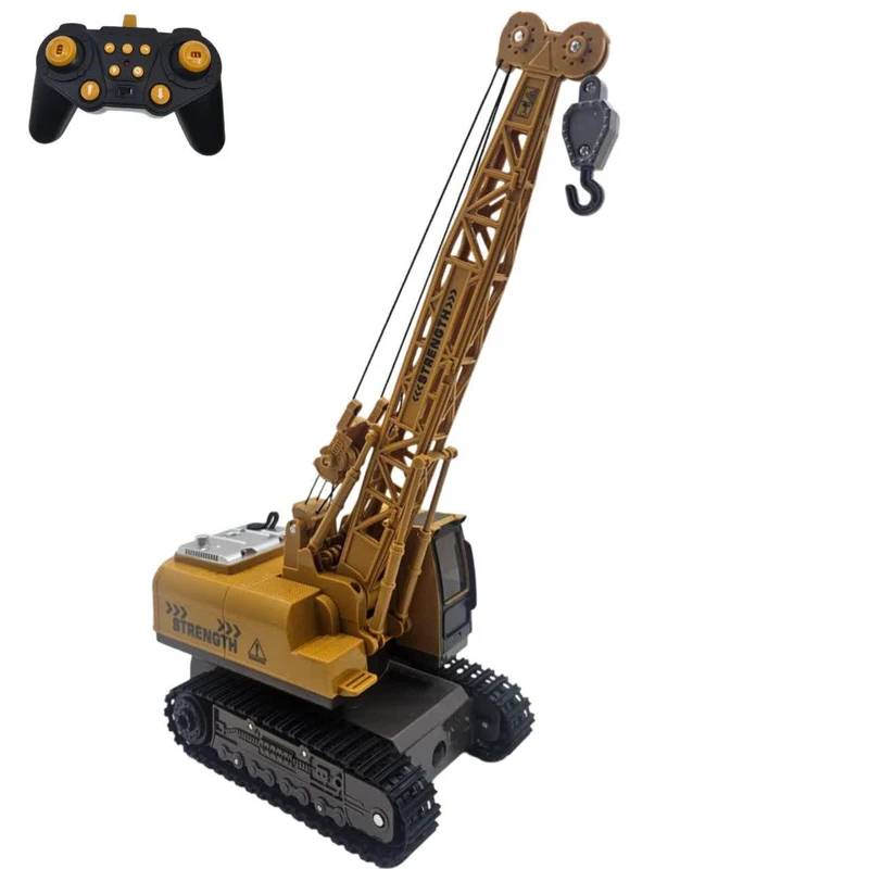 ماشین بازی کنترلی ناب سل مدل جرثقیل راهسازی شارژی دودزا چراغدار 11 کانال با چرخش 360درجه و به همراه پیچ گوشتی