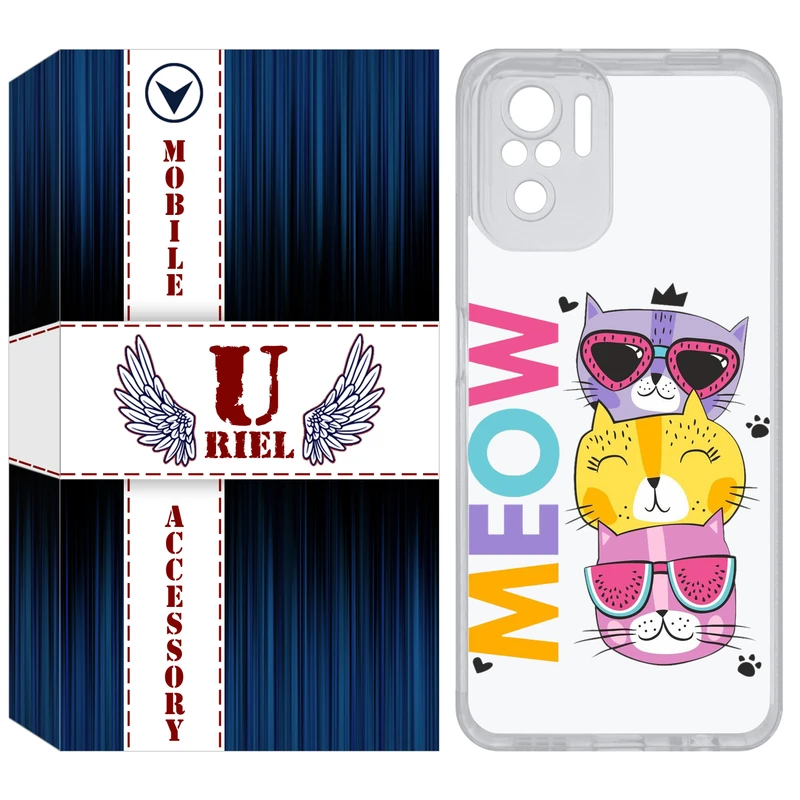 کاور یوریل مدل Clear کد 57 طرح گربه مناسب برای گوشی موبایل شیائومی Redmi Note 10 4G / Note 10S / Poco M5s