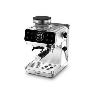اسپرسوساز نیمه‌صنعتی 1800 میلی‌لیتری مباشی مدل ME-CCM2075 با فشار بخار 20 بار، توان 1500 وات و مخزن‌های دانه قهوه 110 گرمی و پودر قهوه 50 گرمی