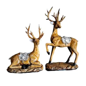 مجسمه دنیا دکوری سرمد مدل گوزن طرح چوبی کد 9 مجموعه 2 عددی