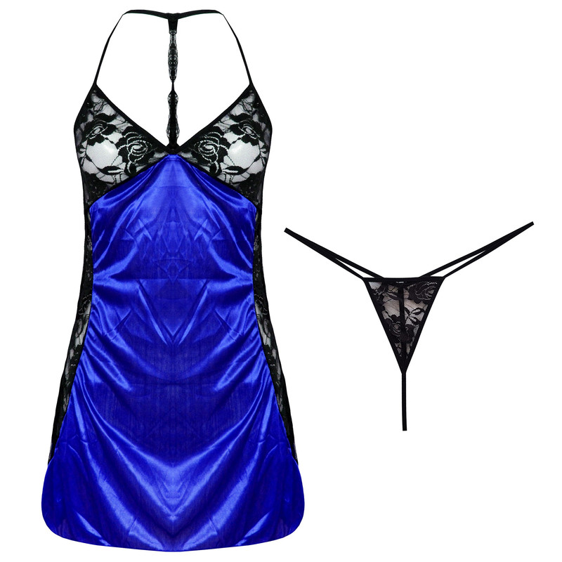 لباس خواب زنانه ماییلدا مدل 4479 رنگ آبی کاربنی