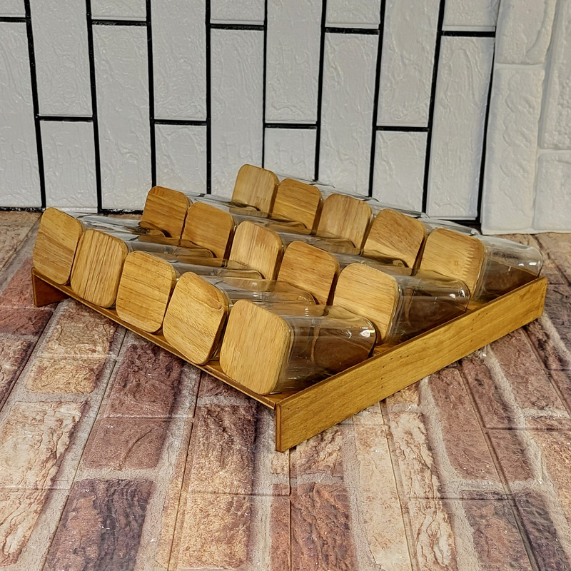 ست جای ادویه 15 پارچه مدل مکارتی کد Helena3 به همراه استند