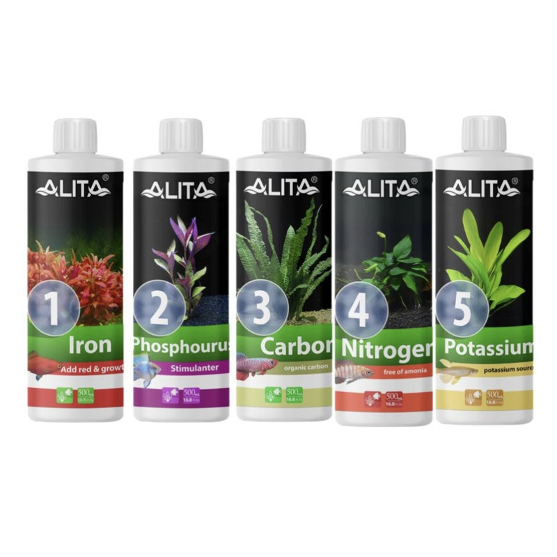 کود کامل گیاهان آکواریوم آلیتا مدل پک کامل حجم 500 میلی لیتر مجموعه پنج عددی