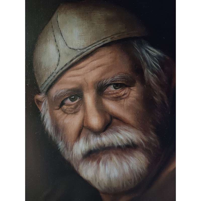تابلو نقاشی رنگ و روغن طرح پیرمرد روستایی