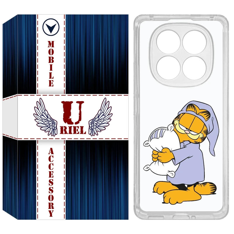 کاور یوریل مدل Clear کد 73 طرح گارفیلد خوابالو مناسب برای گوشی موبایل شیائومی Redmi Note 14 Pro 4G / Poco X7