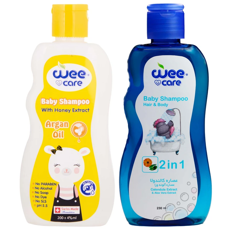 شامپو سر و بدن کودک وی کر مدل روغن آرگان، عصاره عسل، آلوئه ورا و کالندولا حجم 430 میلی لیتر مجموعه 2 عددی