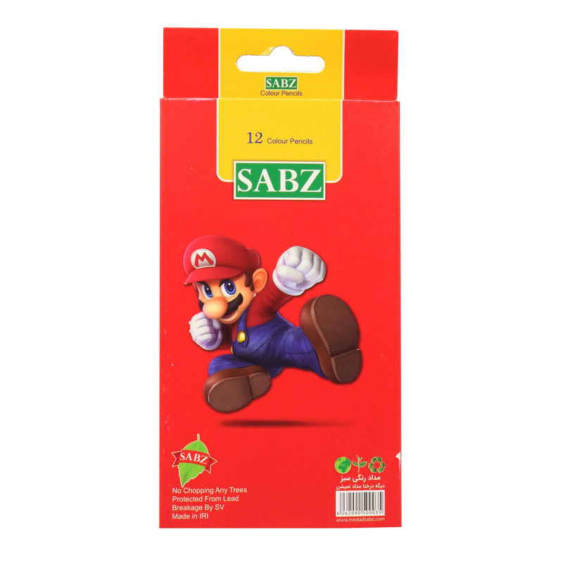 مداد رنگی 12 رنگ سبز مدل Mario
