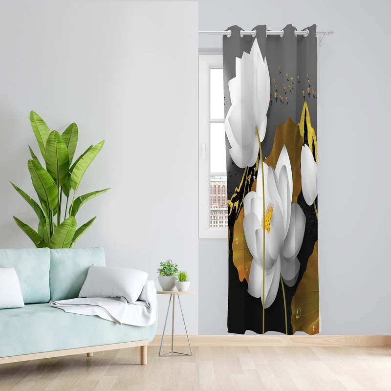 پرده طرح گل مدل مخمل پانچی کد 2582 z سایز 140x200 سانتی متر